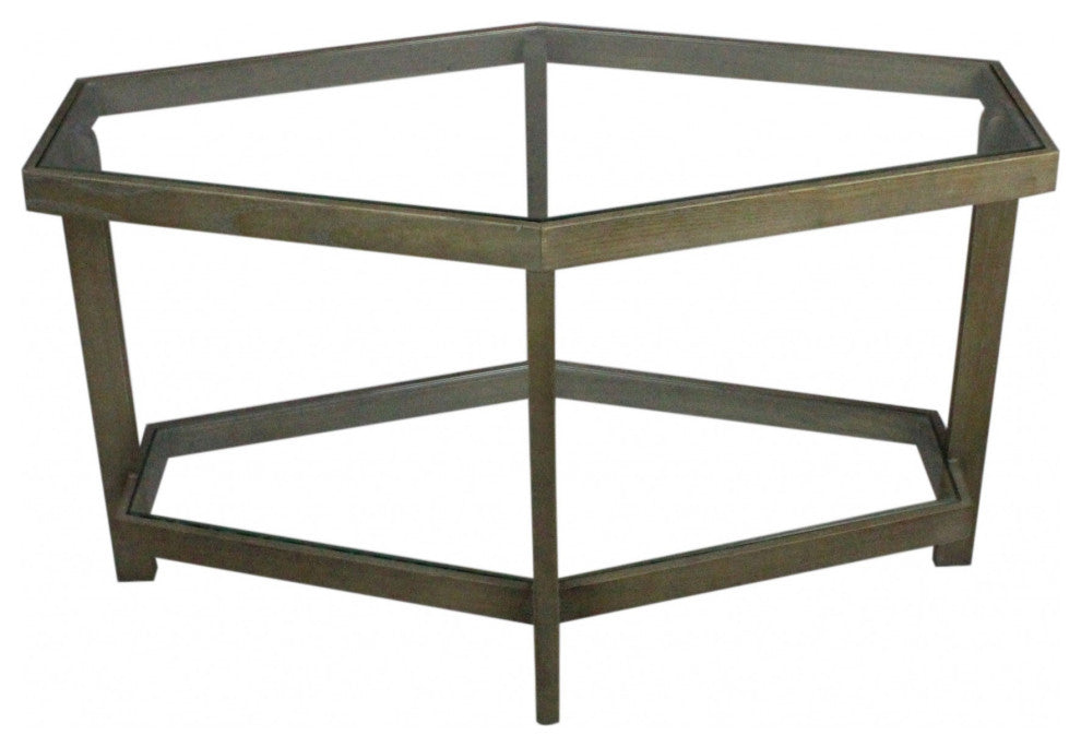 Modern Hexagonal Glass Top Coffee Table