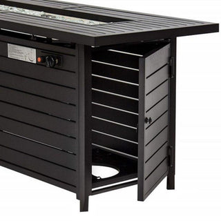 AZ Patio Heaters Black Mocha 54" Rectangular LP Fire Pit Table With Wind Guard