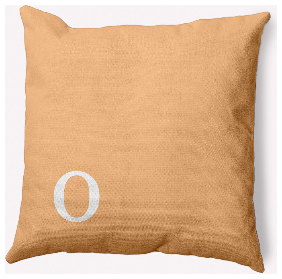 20" x 20" Modern Monogram Indoor/Outdoor Polyester Throw Pillow, Pale Gold