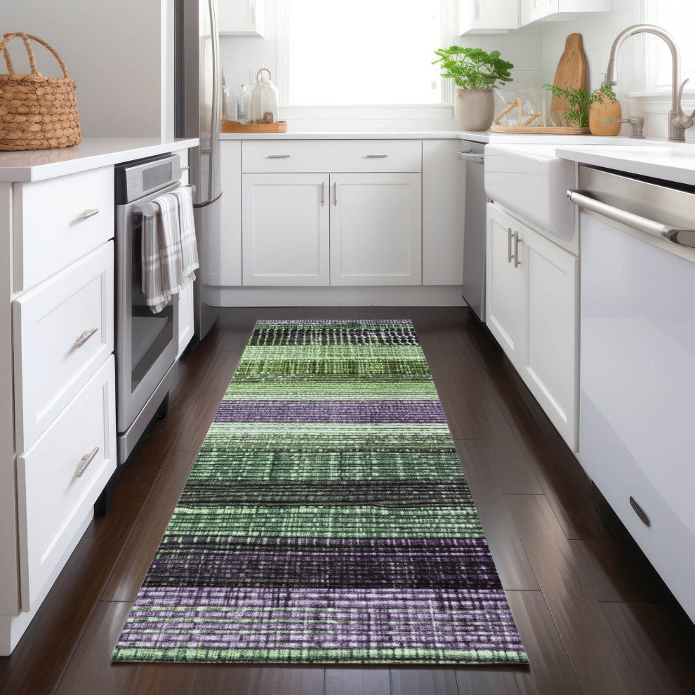 Machine Washable Indoor/Outdoor Chantille ACN1873 Purple 2'3" x 7'6" Runner Rug