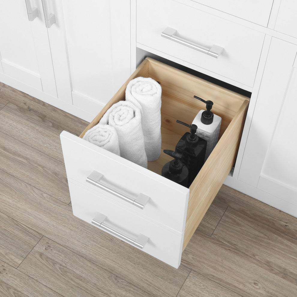 Ove Decors Bailey 60" Double Sink Vanity, White With Nickel Hardware