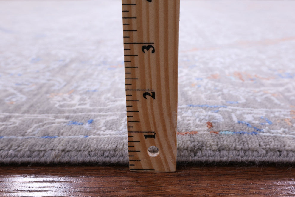 9' 0" X 12' 0" Modern Wool and Silk Handmade Rug Q7054