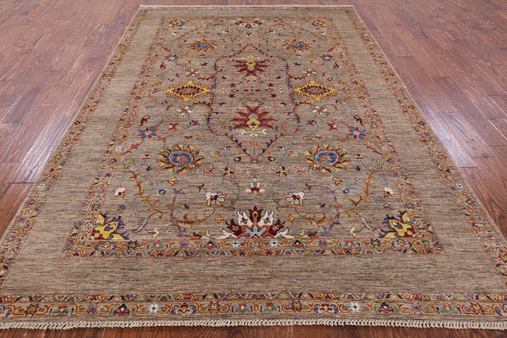 Handmade Persian Tabriz Wool Rug 6' 9" X 9' 11" Q7602