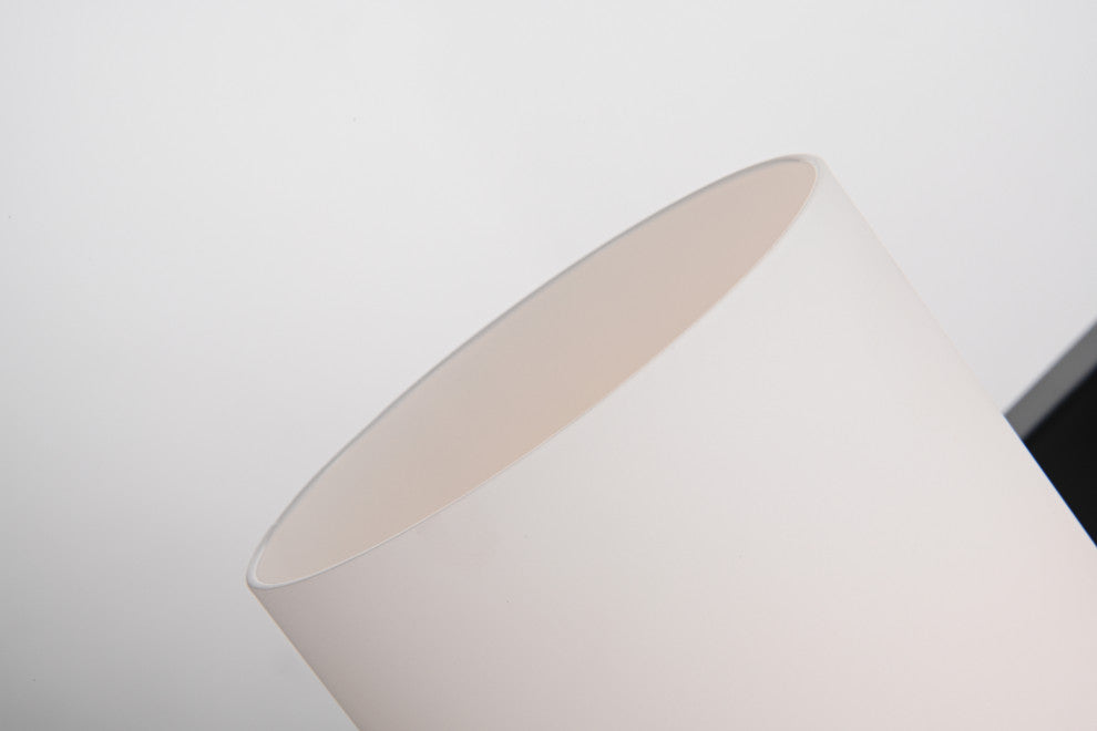 3-Light Matte Black Vanity With Etched White Glass Shades