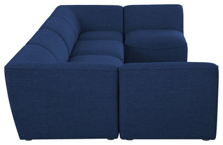 Miramar Linen Textured Fabric  6-Piece Modular U-Shaped Sectional, Navy