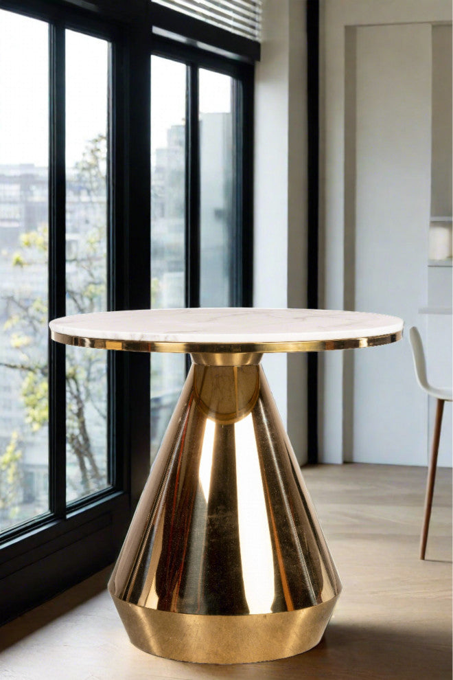 Gigi Marble Top Dining Bistro Table, Gold
