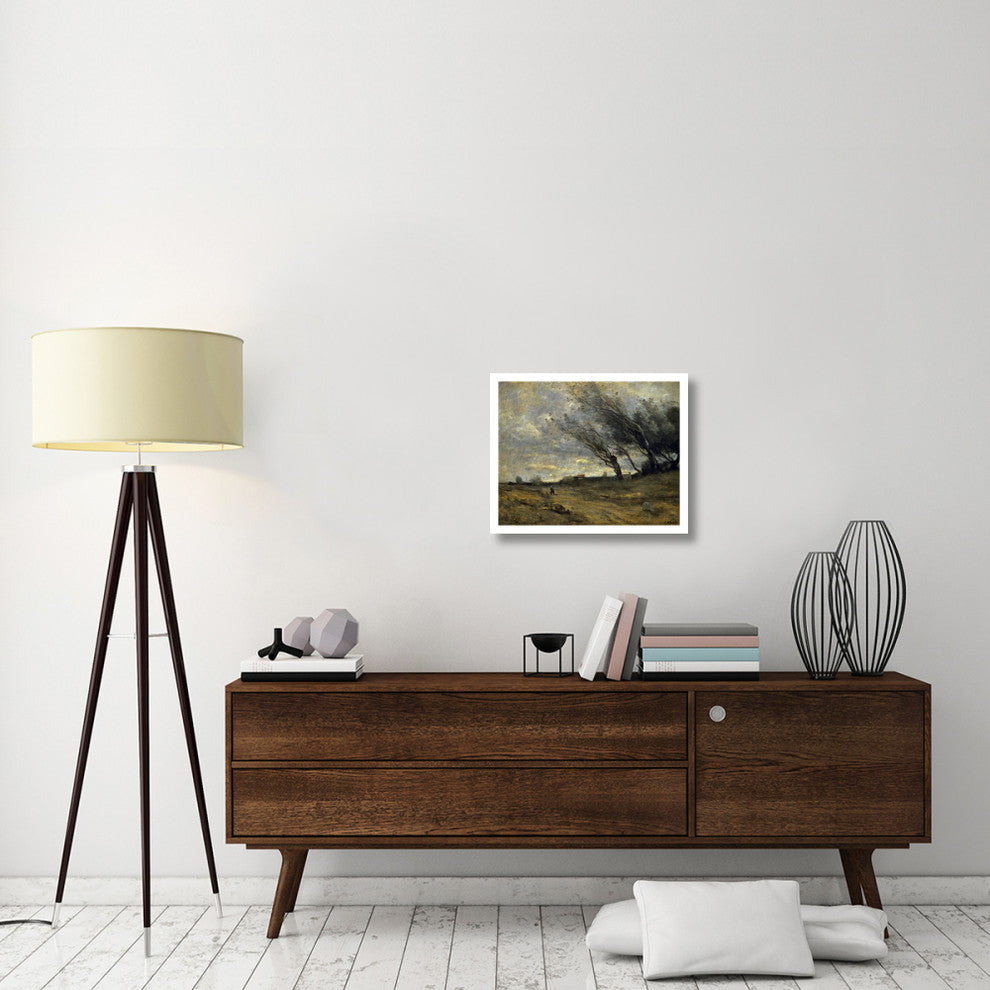 "A Gust of Wind" Digital Paper Print by Jean-Baptiste-Camille Corot, 24"x19"