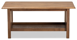 Traditional Transitional Walnut Brown Finished Rectangular Wood Coffee Table
