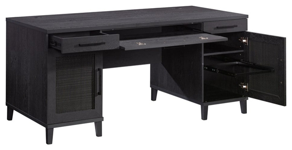 Sauder Tiffin Line Engineered Wood Executive Desk in Raven Oak
