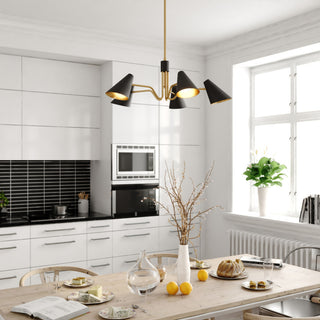 Pryce 30.75" 5 Light Chandelier Matte Black and Satin Brass