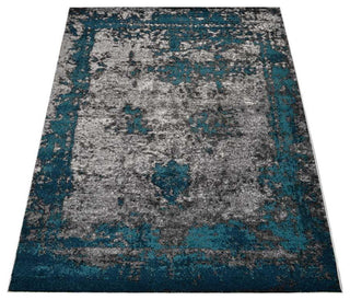 Machine Woven Heatset Polypropylene Area Rug Abstract Ivory Blue, [Rectangle] 10'x13'