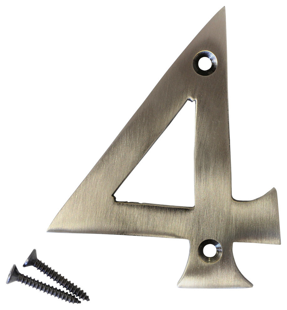 RCH Hardware Brass Modern House Number, 3-Inch, Various Finishes, Antique Nickel