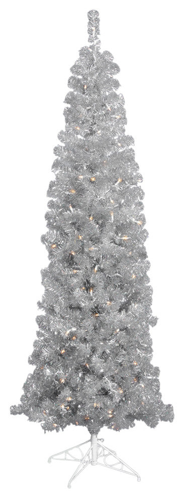 Vickerman Silver Pencil Tree, Dura-Lit LED 150 Warm White, 4.5'x20"
