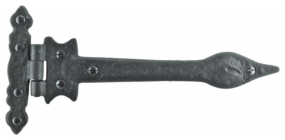 Black Wrought Iron Door Strap Hinge 9" L Colonial Spear Tip Flush Mount Hinges