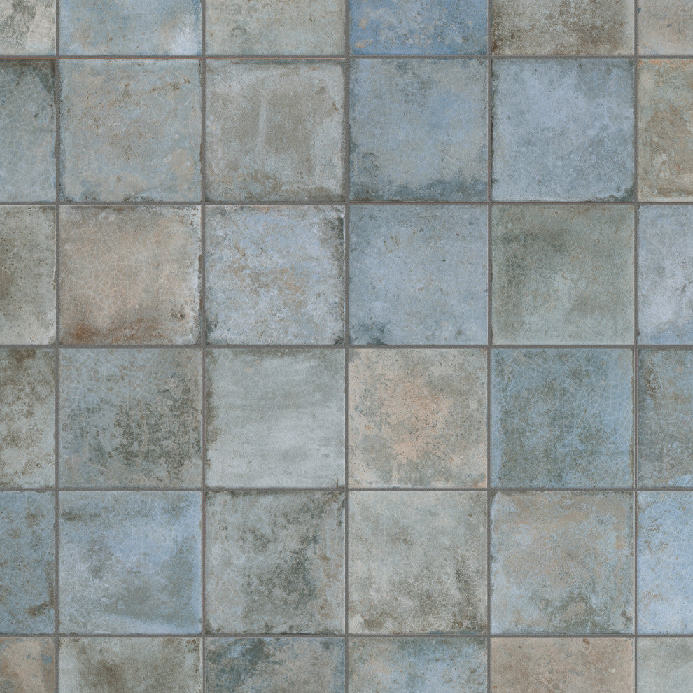 Kings Etna Encaustic Ceramic Floor and Wall Tile, Blue