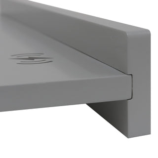 35" Light Gray Wireless Charging Shelf and Frameless Mirror Set