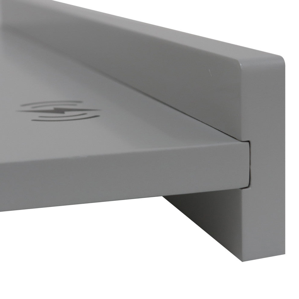 35" Light Gray Wireless Charging Shelf and Frameless Mirror Set