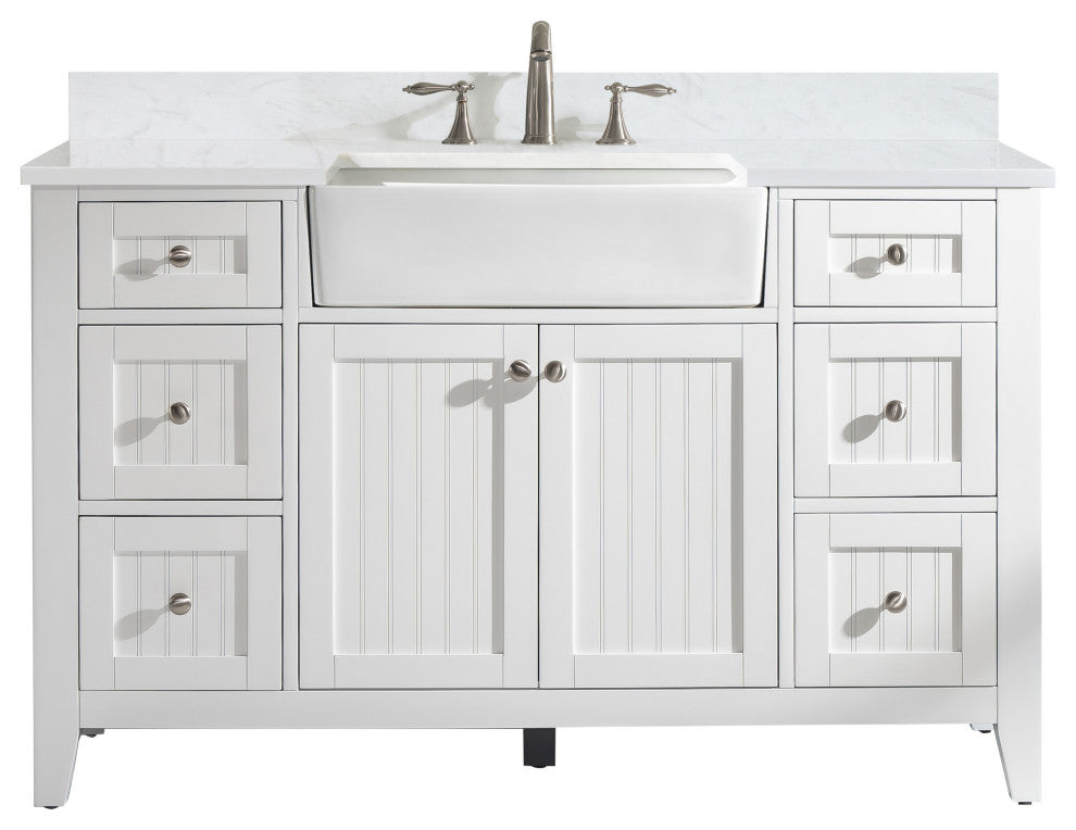 Burbank Transitional White 54" Single Vanity
