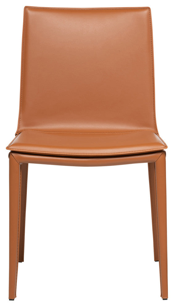 Elite Living Hilton (Set of 2) Modern Leather Upholstered Dining Chair, Cognac