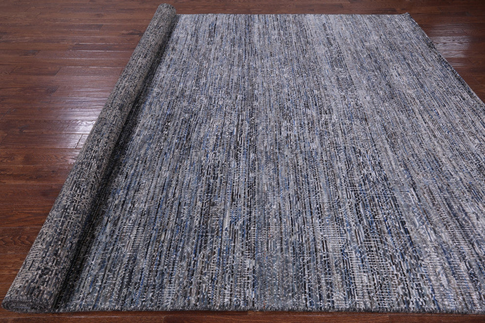 Wool and Silk Modern Handmade Rug 9' 0" X 11' 11" Q8590