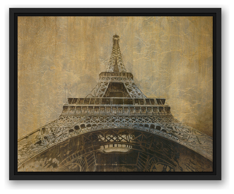 Vintage Eiffel Tower 16x20 Black Floating Framed Canvas