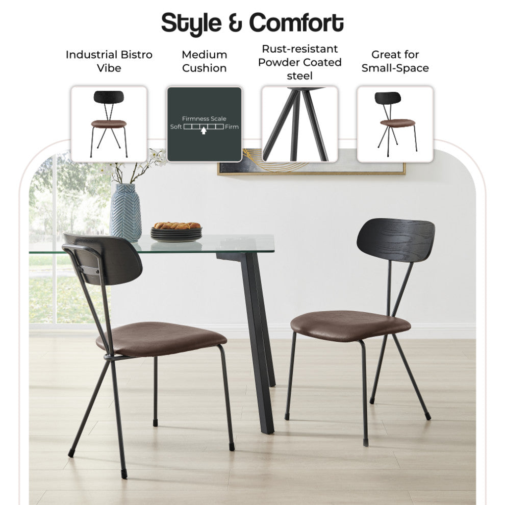 Elise Dining Side Chair, Toasted Dark Brown, Pu