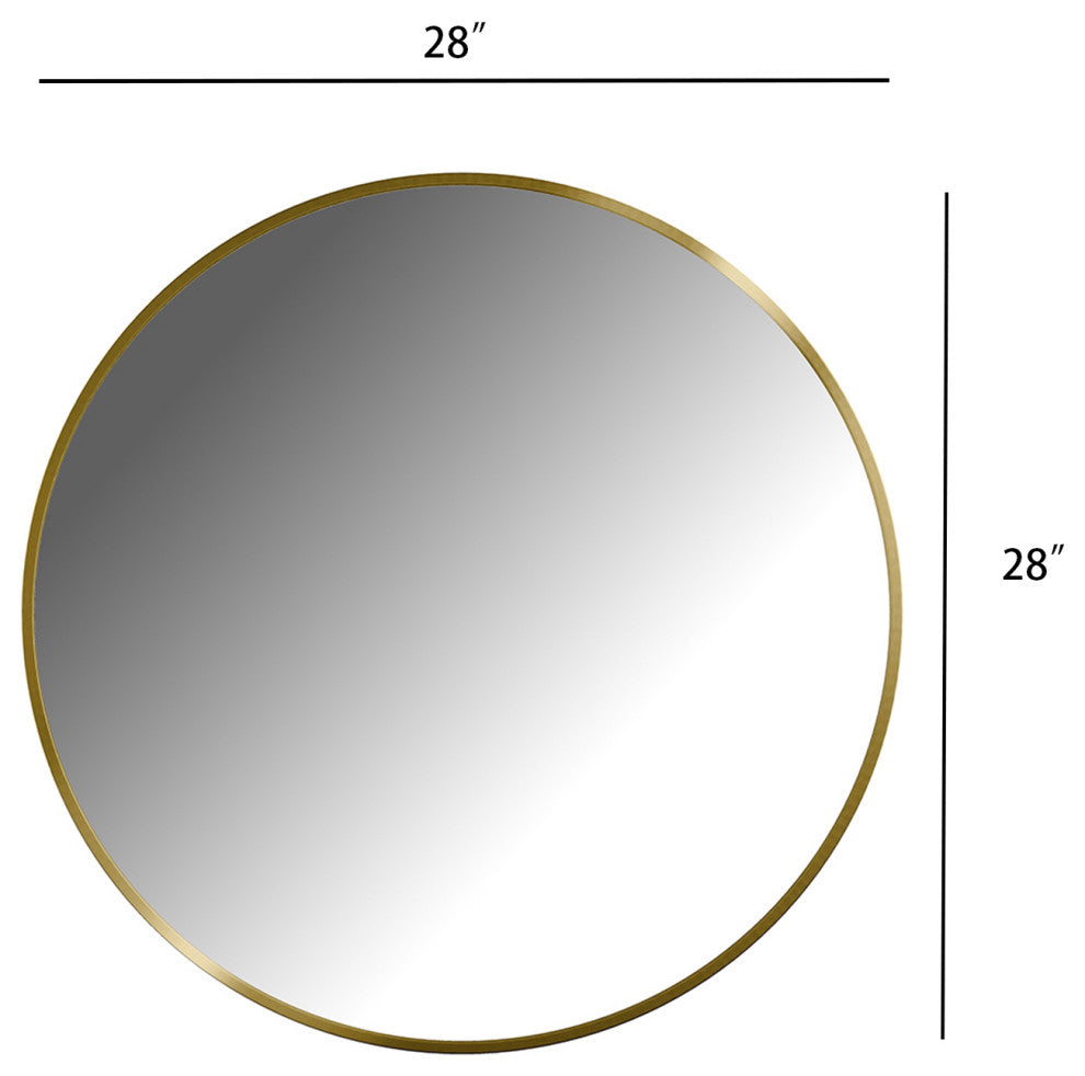 Round Framed Wall Mounted Bathroom Vanity Mirror, Brushed Gold;, 28" X 28";