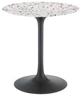 Lippa 28" Round Terrazzo Dining Table, Black White