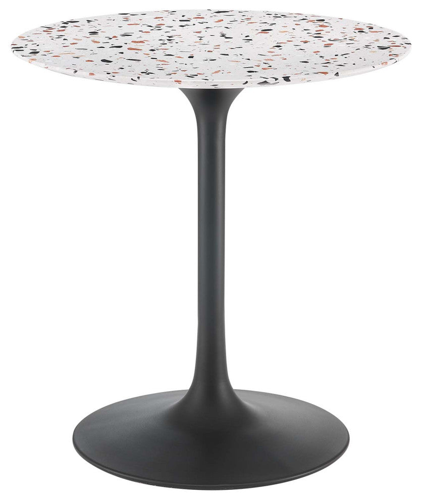 Lippa 28" Round Terrazzo Dining Table, Black White