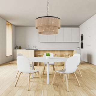 GetLedel 23.8" 6-Light Dimmable Handwoven Drum Chandelier, Oil Rubbed Bronze