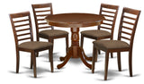 5Pc Round 36" Kitchen Table And 4 Linen Upholstery Seat Chairs