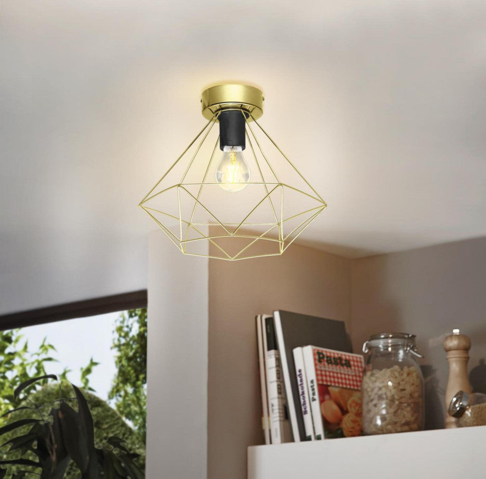 Tarbes, Geometric Ceiling Light, Brushed Brass Finish, LED