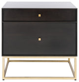 Safavieh Couture Adelyn 2 Drawer Nightstand, Charcoal/Gold