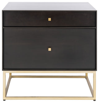 Safavieh Couture Adelyn 2 Drawer Nightstand, Charcoal/Gold