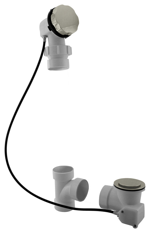 Sch. 40 PVC 35" Cable Drive Bath Waste, Ball Joint Head, Stainless Steel