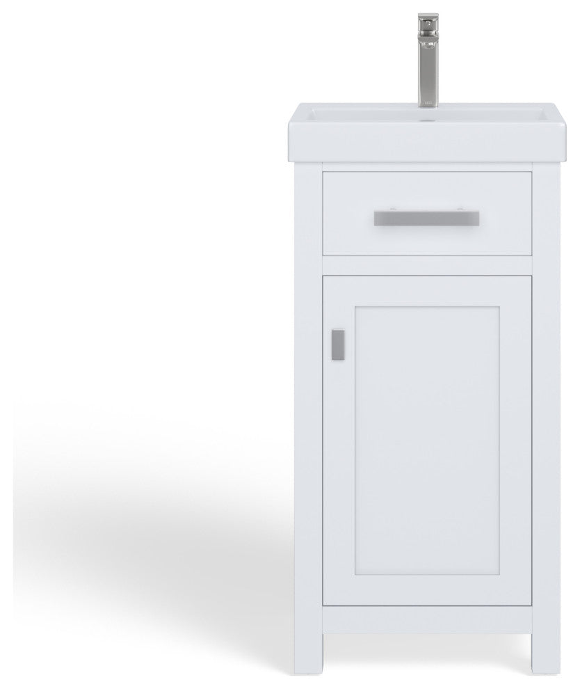 The Haven Bathroom Vanity, White, 18", Single Sink, Freestanding