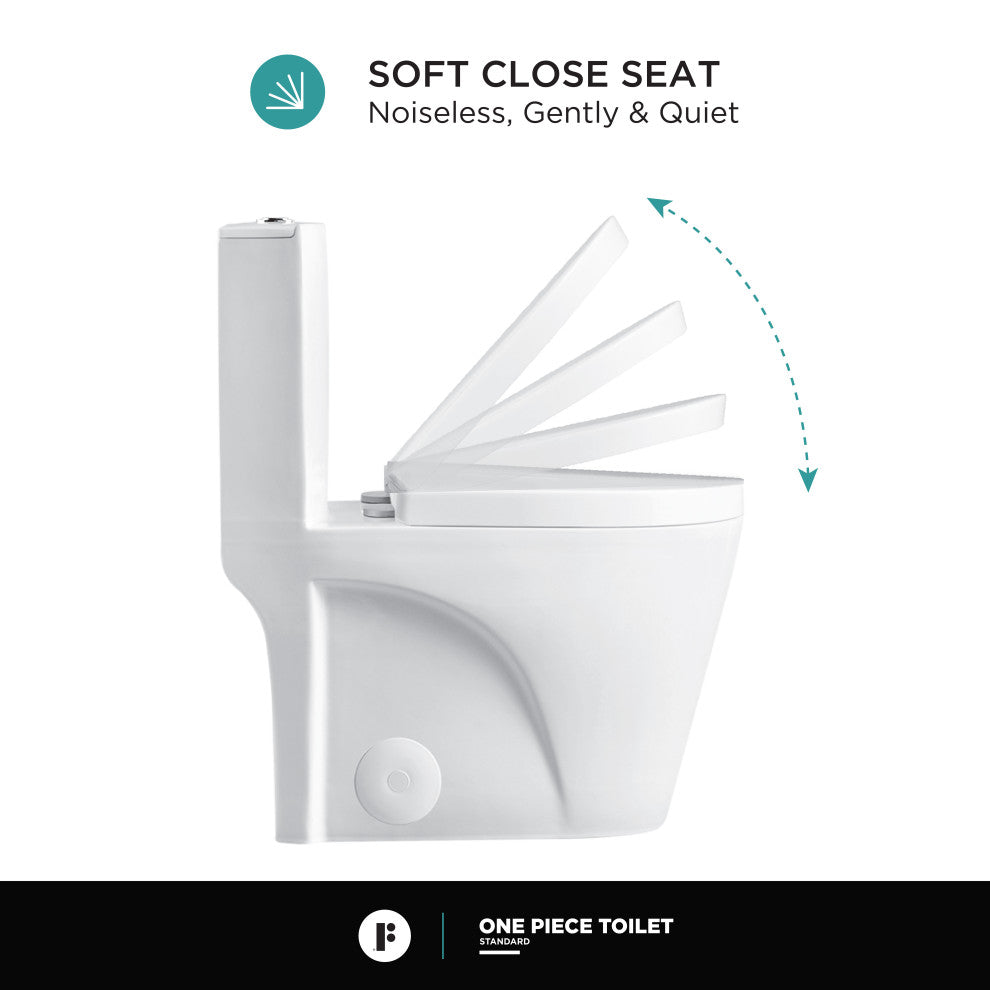 Fine Fixtures Dual-Flush Elongated One-Piece Toilet With High Efficiency Flush, Matte Grey