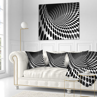 Waves and Circles Black nï¿½ White Contemporary Throw Pillow, 16"x16"