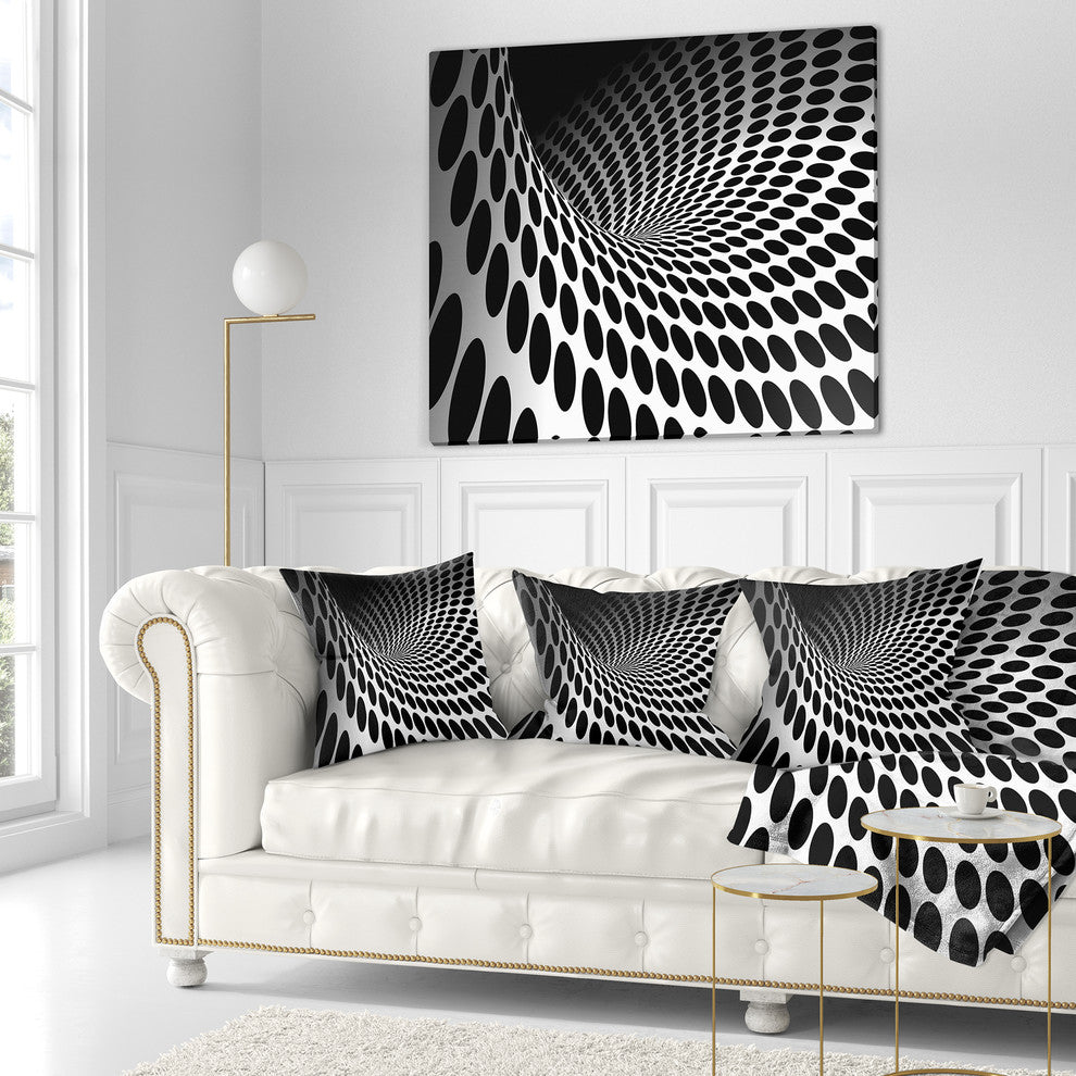 Waves and Circles Black nï¿½ White Contemporary Throw Pillow, 16"x16"