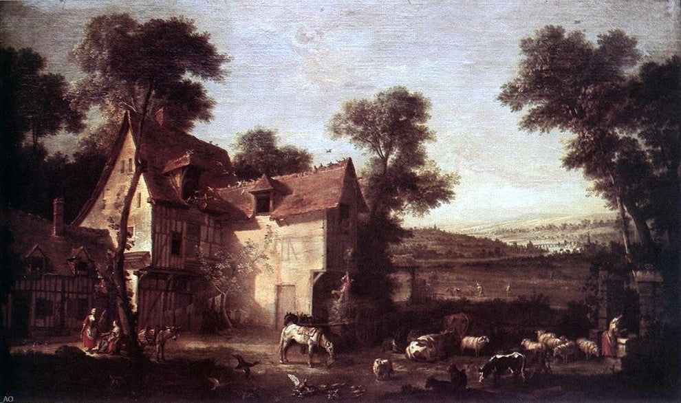 Jean-Baptiste Oudry The Farmhouse, 18"x27" Wall Decal