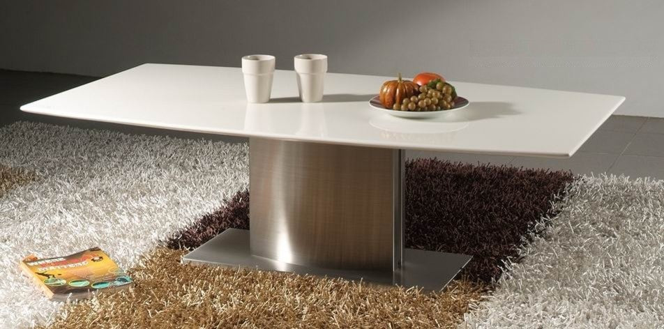 White Marble Top Coffee Table With Stainless Steel Base, White Marble Top