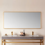 Viella Rectangular Aluminum Wall Mounted Mirror, Brushed Gold, 72"