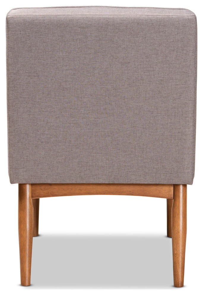 Riordan Mid-Century Modern Gray Fabric Walnut Brown Finished Wood Dining Chair