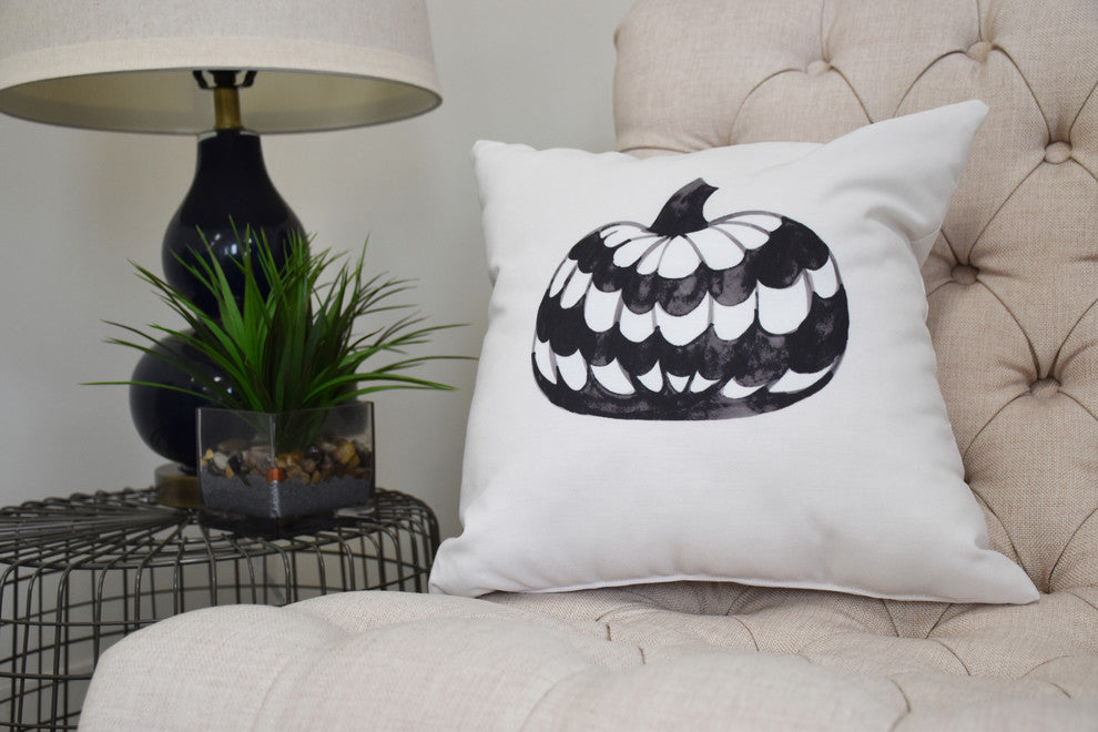 Pumpkin Single 20" Cream Halloween Print Decorative Throw Pillow