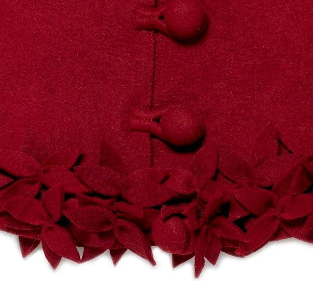 Overlapping Flowers Christmas Tree Skirt in Maroon