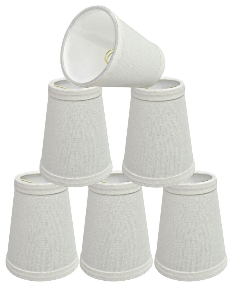 32652-6 Small Hardback Empire Chandelier Clip On Lamp Shade White 2 1/2"x4"x5"