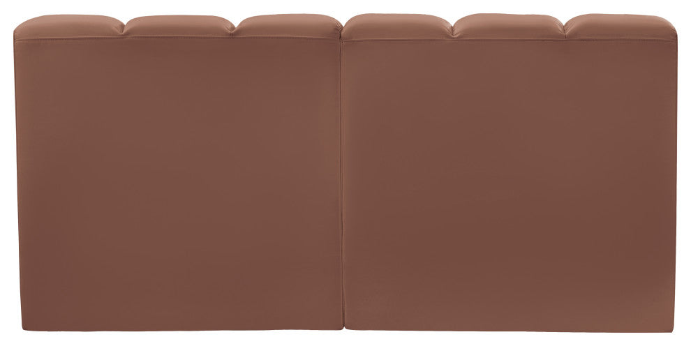 Arc Vegan Leather Upholstered 2-Pc. Modular Sofa, Cognac