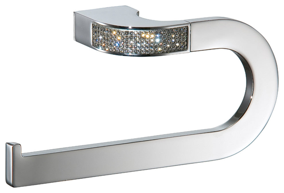 Cecilia Swarovski Crystals, Large Towel Ring, Chrome, Left Hand