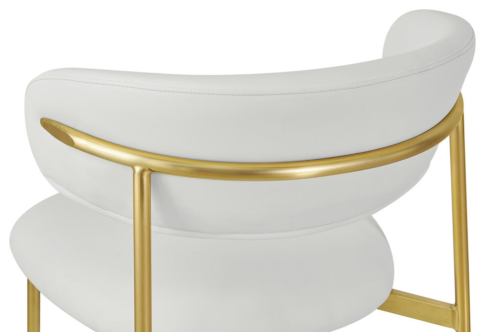 Lupita Vegan Leather Dining Chair, Set of 2, White, Brushed Gold Finish