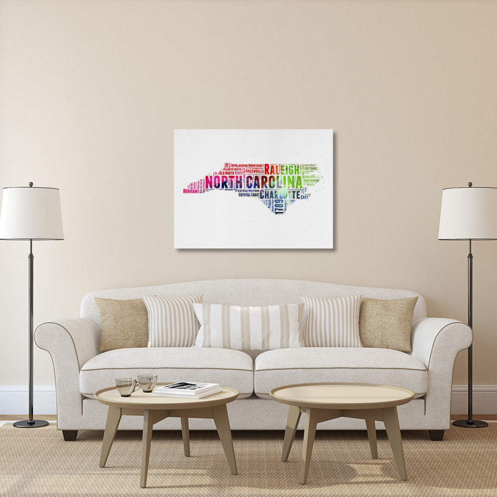 "North Carolina Watercolor Word Cloud" Fine Art Print
